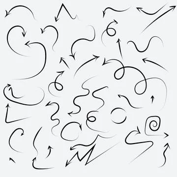 Doodle Vector Arrow Set. Infographic elements isolated on background. Brush Illustrazione stock