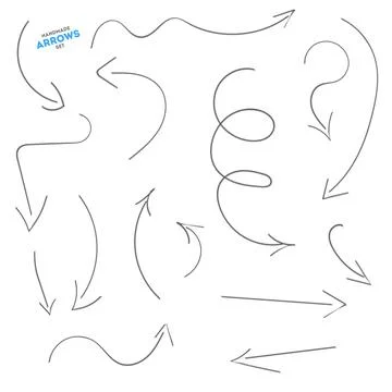 Doodle Vector Arrow Set. Infographic elements isolated on background. Brush Illustrazione stock