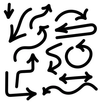 Doodle vector arrows and design elements. Hand drawn set of icons, frames Illustrazione stock