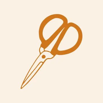 Doodle vector art of classic dressmaking scissors with large round handles Illustration