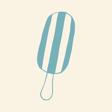 Doodle vector art of a classic striped ice cream popsicle bar on a traditional Stock Illustration