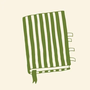 Doodle vector art of a closed hardcover book, standing slightly askew, with a Stock Illustration
