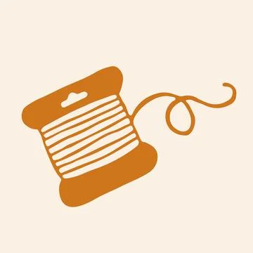 Doodle vector art of a plastic thread bobbin spool wound with embroidery floss Stock Illustration