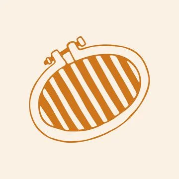 Doodle vector art of an tilted oval embroidery hoop with a simple diagonal Stock Illustration