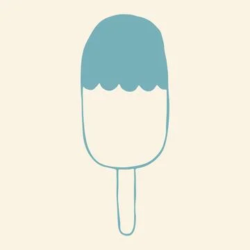 Doodle vector art of a traditional ice cream popsicle bar with a smooth Stock Illustration