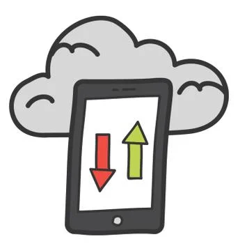 Doodle vector of cloud data icon Illustrazione stock