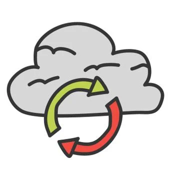 Doodle vector of cloud syncing icon 스톡 일러스트