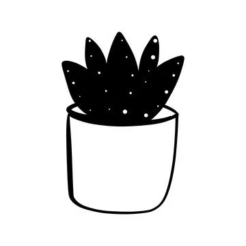Doodle vector cute flower in a pot Stock Illustration