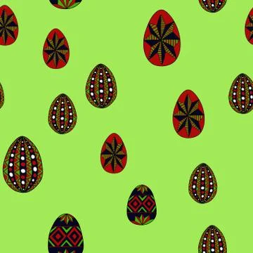 Doodle vector easter eggs chaotic seamless pattern Illustrazione stock