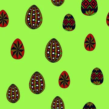 Doodle vector easter eggs chaotic seamless pattern Illustrazione stock