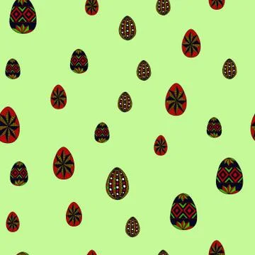Doodle vector easter eggs chaotic seamless pattern Stock Illustration