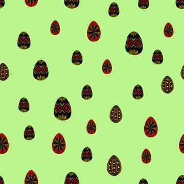 Doodle vector easter eggs chaotic seamless pattern Illustrazione stock