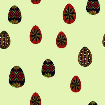 Doodle vector easter eggs chaotic seamless pattern イラスト素材