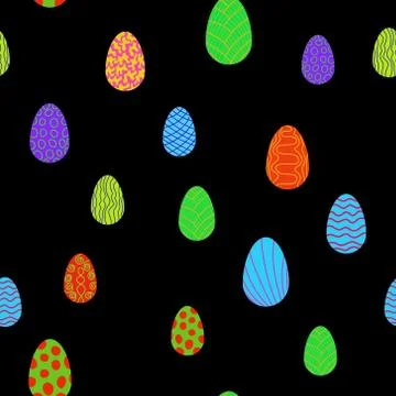 Doodle vector easter eggs chaotic seamless pattern Stock Illustration
