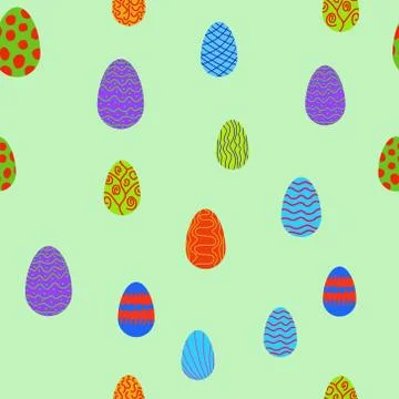 Doodle vector easter eggs chaotic seamless pattern 스톡 일러스트
