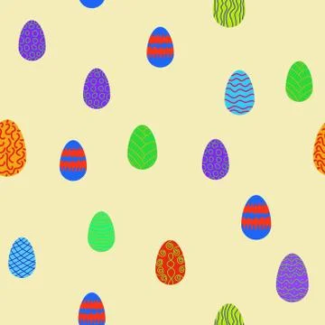 Doodle vector easter eggs chaotic seamless pattern Illustrazione stock