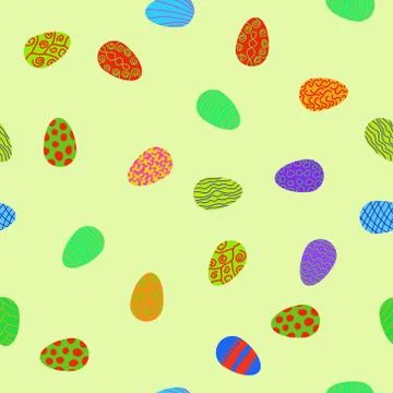 Doodle vector easter eggs chaotic seamless pattern Stock Illustration