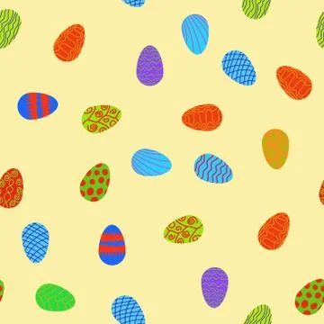 Doodle vector easter eggs chaotic seamless pattern 스톡 일러스트
