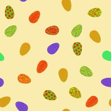 Doodle vector easter eggs chaotic seamless pattern Illustrazione stock