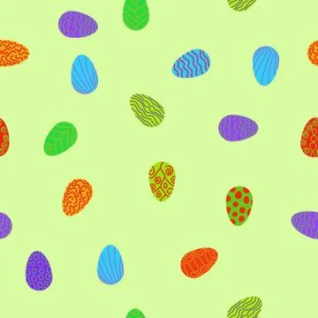 Doodle vector easter eggs chaotic seamless pattern Stock Illustration