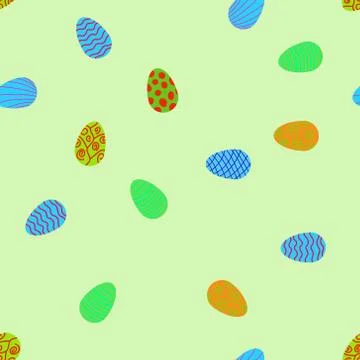 Doodle vector easter eggs chaotic seamless pattern Stock Illustration