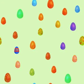 Doodle vector easter eggs chaotic seamless pattern Illustrazione stock