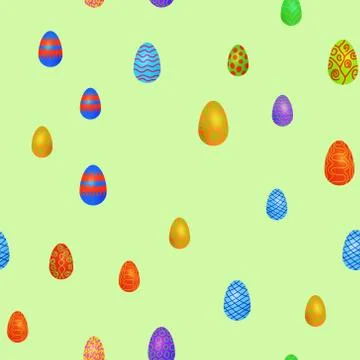 Doodle vector easter eggs chaotic seamless pattern Illustrazione stock