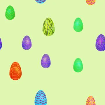 Doodle vector easter eggs chaotic seamless pattern イラスト素材