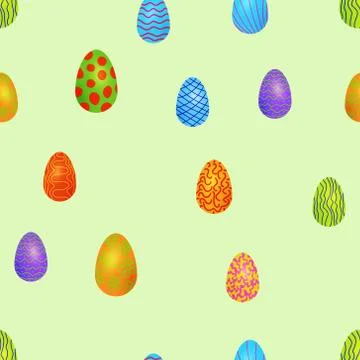 Doodle vector easter eggs chaotic seamless pattern Illustrazione stock
