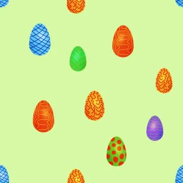 Doodle vector easter eggs chaotic seamless pattern Illustrazione stock