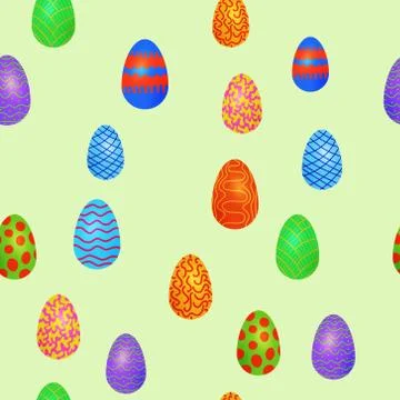 Doodle vector easter eggs chaotic seamless pattern Stock Illustration