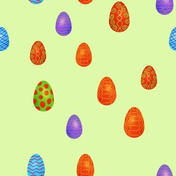 Doodle vector easter eggs chaotic seamless pattern Illustrazione stock