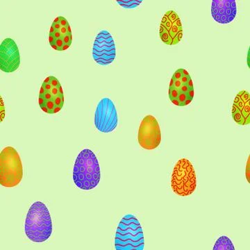 Doodle vector easter eggs chaotic seamless pattern Stock Illustration