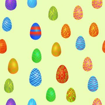 Doodle vector easter eggs chaotic seamless pattern Stock Illustration