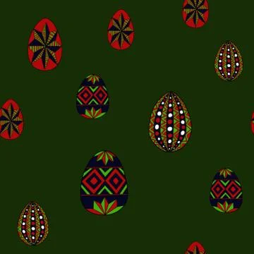 Doodle vector easter eggs chaotic seamless pattern Illustrazione stock