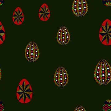 Doodle vector easter eggs chaotic seamless pattern 스톡 일러스트