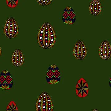 Doodle vector easter eggs chaotic seamless pattern Illustrazione stock