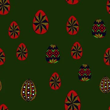 Doodle vector easter eggs chaotic seamless pattern Stock Illustration