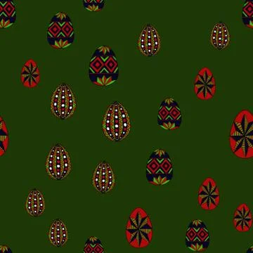 Doodle vector easter eggs chaotic seamless pattern Illustrazione stock