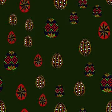 Doodle vector easter eggs chaotic seamless pattern Stock Illustration