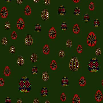 Doodle vector easter eggs chaotic seamless pattern Stock Illustration
