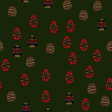 Doodle vector easter eggs chaotic seamless pattern Illustrazione stock
