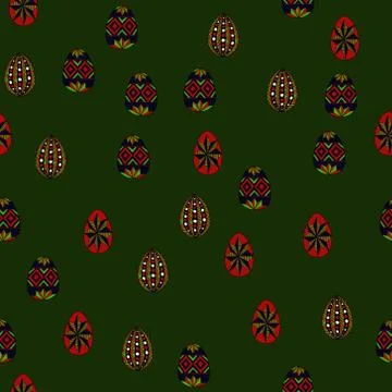 Doodle vector easter eggs chaotic seamless pattern Stock Illustration