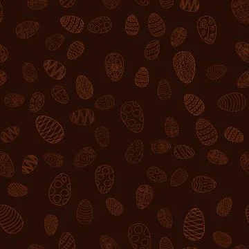 Doodle vector easter eggs chaotic seamless pattern Stock Illustration