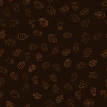 Doodle vector easter eggs chaotic seamless pattern Stock Illustration