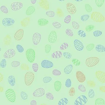 Doodle vector easter eggs chaotic seamless pattern Stock Illustration