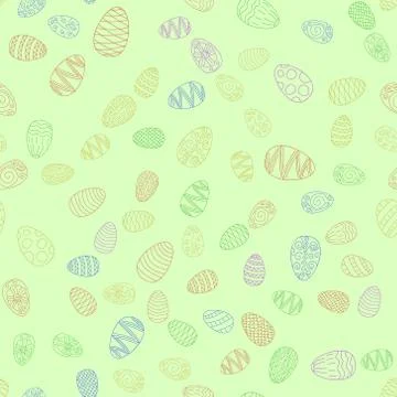 Doodle vector easter eggs chaotic seamless pattern Stock Illustration