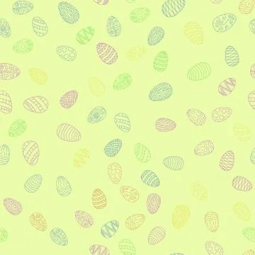Doodle vector easter eggs chaotic seamless pattern Illustrazione stock