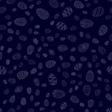 Doodle vector easter eggs chaotic seamless pattern Illustrazione stock