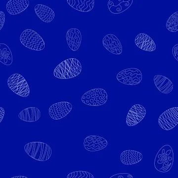Doodle vector easter eggs chaotic seamless pattern 스톡 일러스트